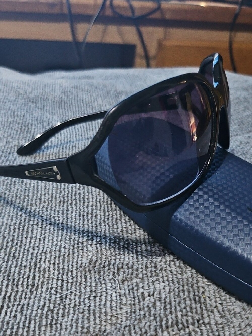 Michael Kors Black Frame Sunglasses with Purple-Tinted Lenses - Picture 2 of 5